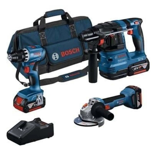 Bosch PROFESSİONAL GSR 18V-45 + GWS 18V-8 + GBH 18V-22 3X18V 4.0AH AKÜLÜ KOMBO KİT - 0615A5007L